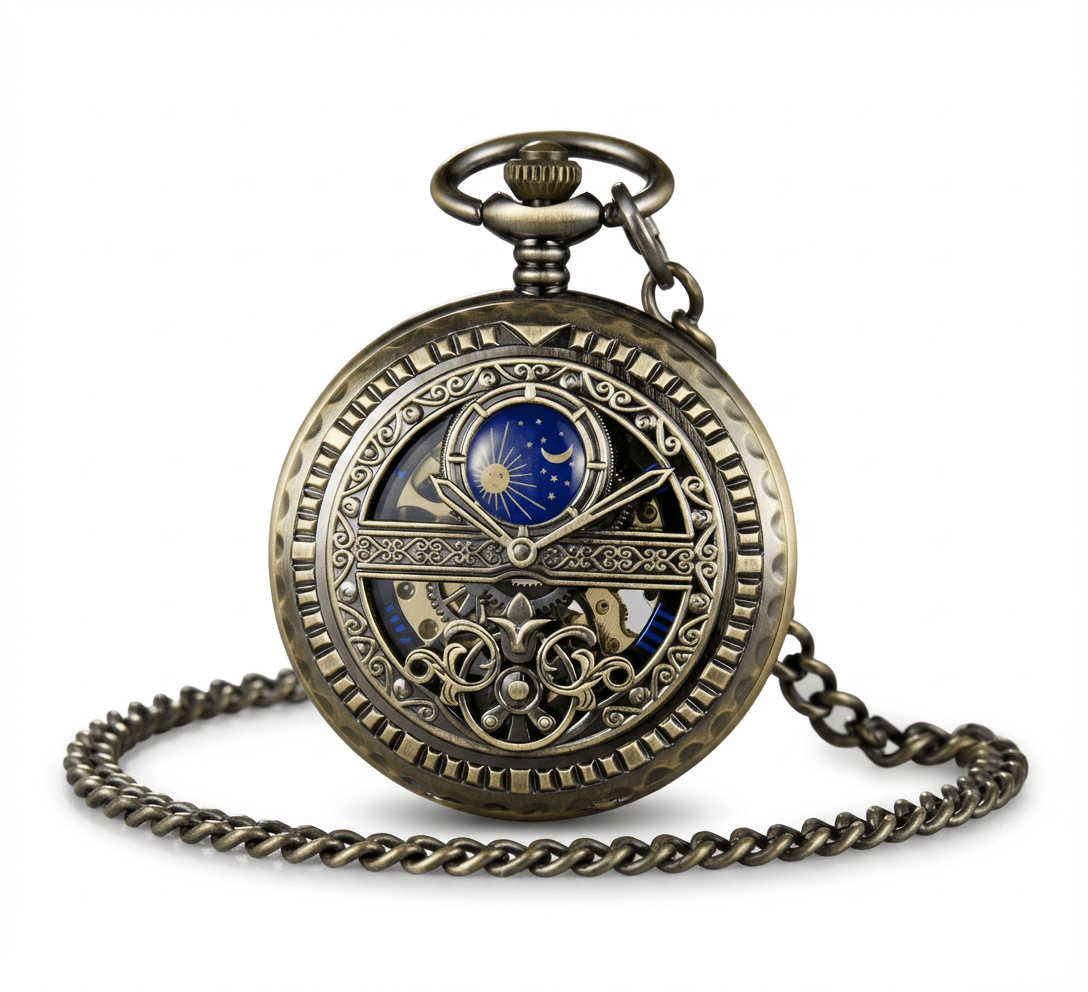 Montre à Gousset Mécanique Antique - Style Astronomique - fermé de face