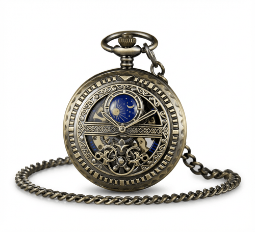 Montre à Gousset Mécanique Antique - Style Astronomique - fermé de face