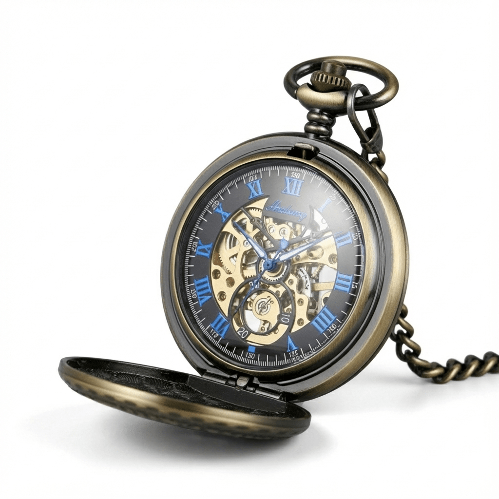 Montre à Gousset Mécanique Antique - Style Astronomique - ouverte