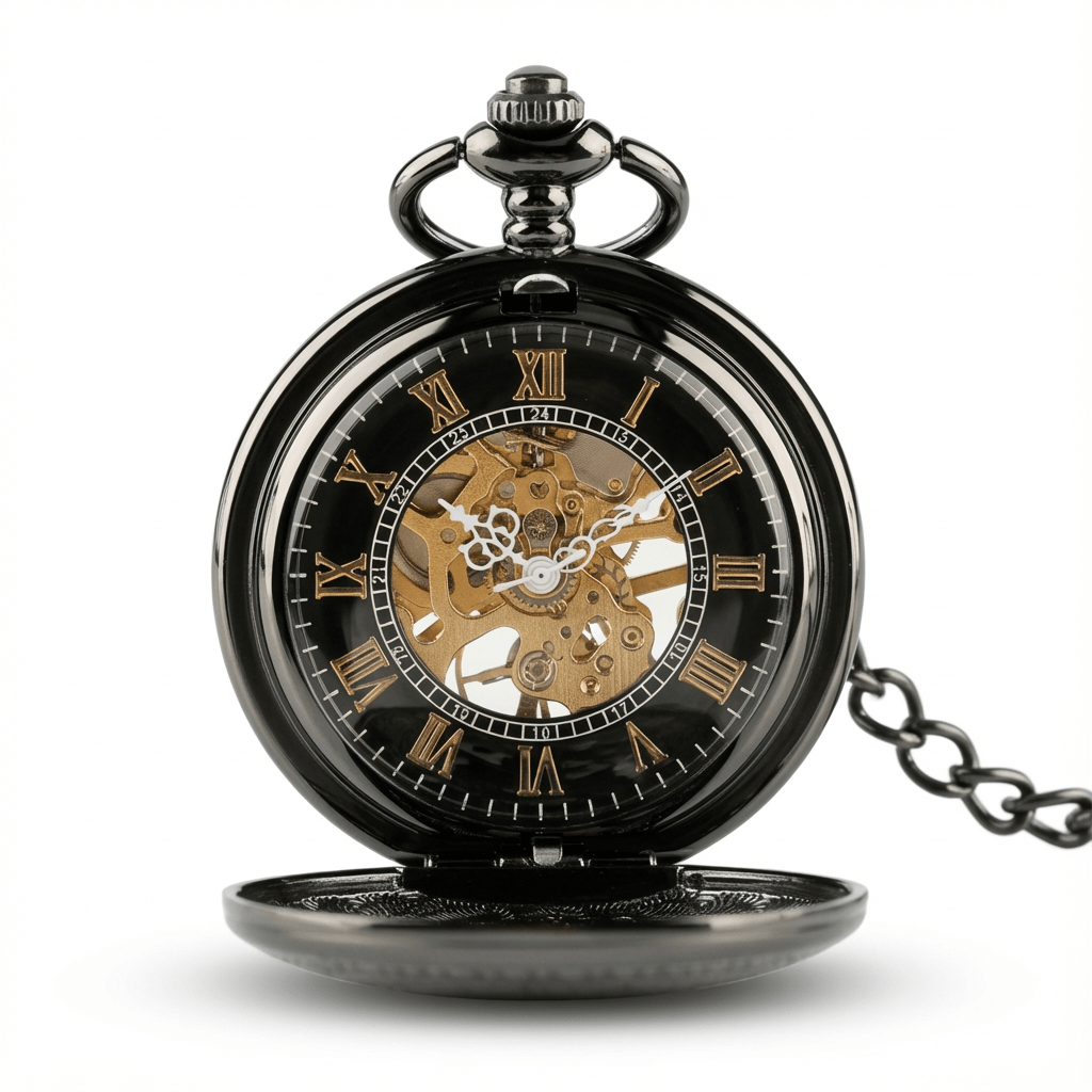 Montre à Gousset Mécanique Steampunk - Design rétro-Futuriste ouverte