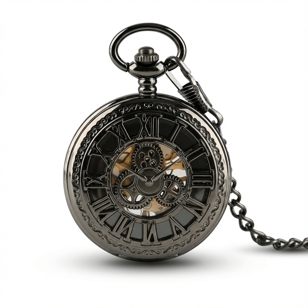 Montre à Gousset Mécanique Steampunk - Design rétro-Futuriste de face