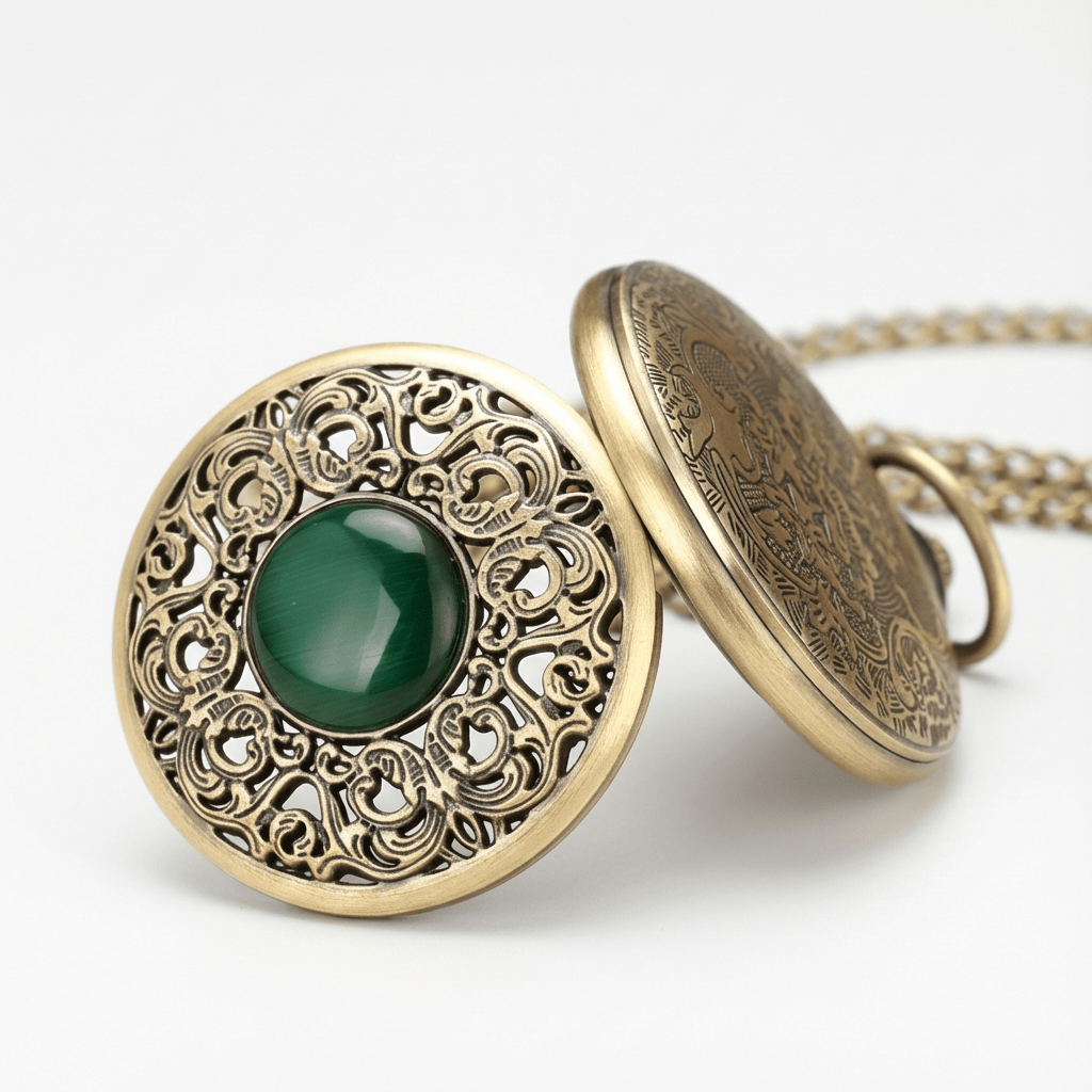 Montre à Gousset pour Femme Style Émeraude ouvert