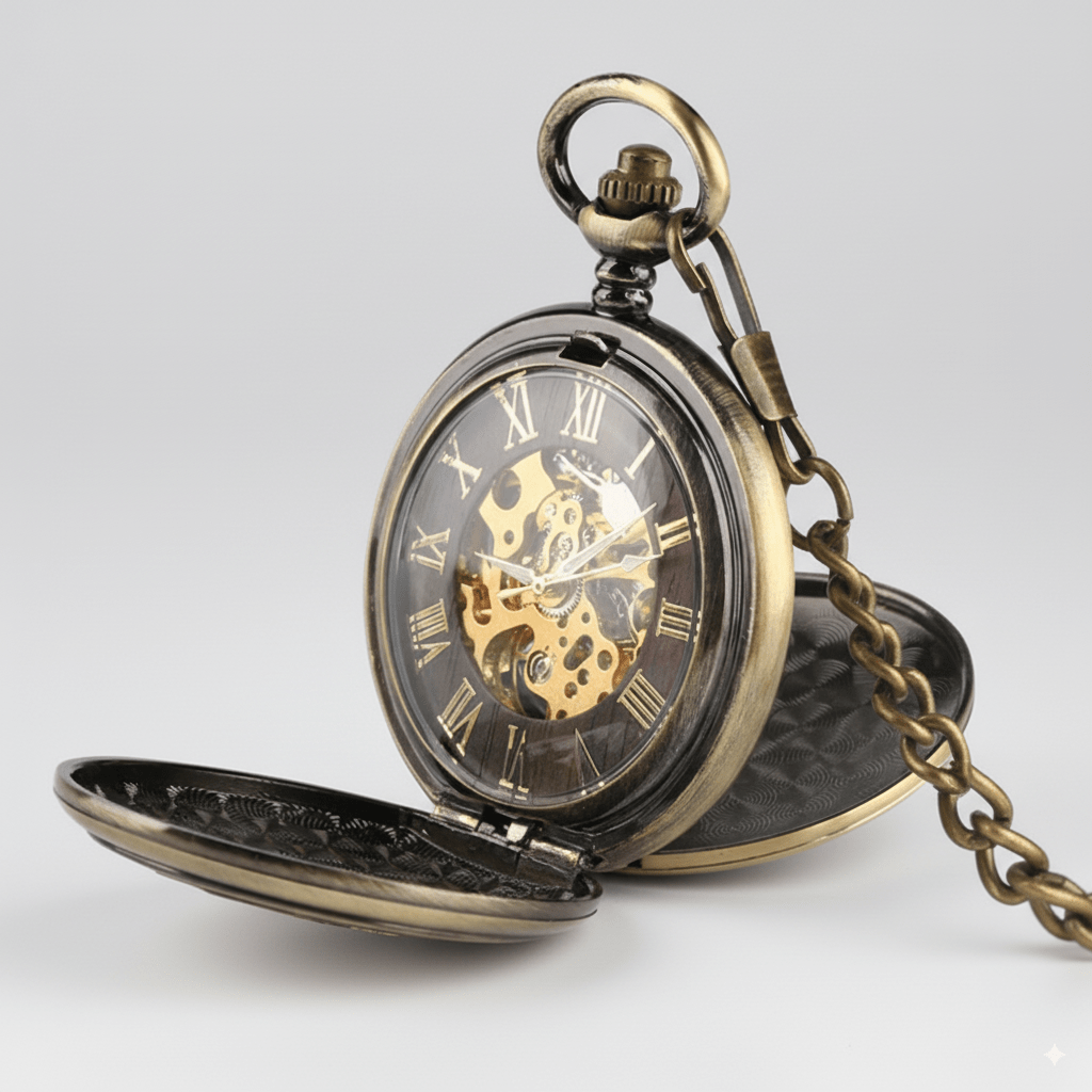 Montre à Gousset Mécanique avec Gravure de Cerfs