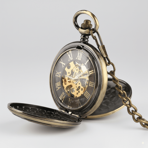 Montre à Gousset Mécanique avec Gravure de Cerfs